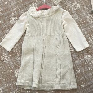 The Little White Company Sweater Dress with White Ruffled Blouse